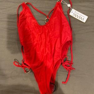 FOR LOVE & LEMONS red hot one-piece swimsuit